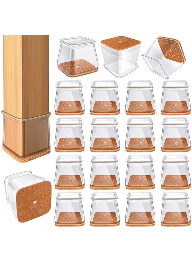 24 Pack XL Chair Leg Floor Protectors For Hardwood Floors Transparent Silicone Felt Bottom - Image 1
